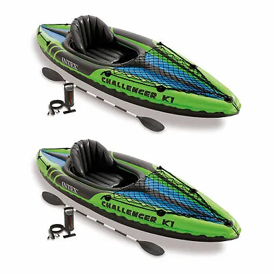 Intex Challenger K1 1-Person Inflatable Sporty Kayak W/ Oars And Pump (2 Pack) • $183.99