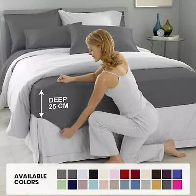 £7.49 • Buy Extra Deep Elastic Fitted Sheet Bed Sheets For Mattress Single Double King Size