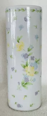 Vintage FTD Flower Vase Green Yellow Purple Blue Pastels 6.25  Tall • $9