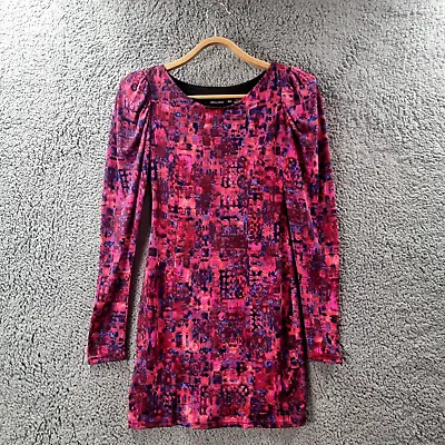 BACKSTAGE Womens Dress Size 6 Pink Stretch Knit Long Sleeve Bodycon Round Neck • $28.95