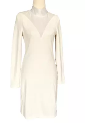 Ixiah Women's Dress Winter White Sheer Mesh Detail Bodycon Size 8 • $44.95