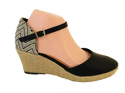 I LOVE BILLY Black Leather ‘’ Wedge Heel Size 40 /9 Casual Shoes .free Postage. • $35.99