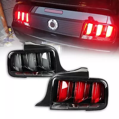 For 2005-09 Ford Mustang Black LED Tube Sequential Signal Tail Lights Brake Lamp • $183.99