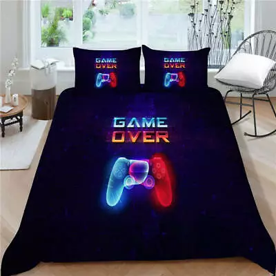 £20.39 • Buy Milsleep 2/3pcs Duvet Cover 3D Colorful Cool Red Blue Game Design Bedding Set