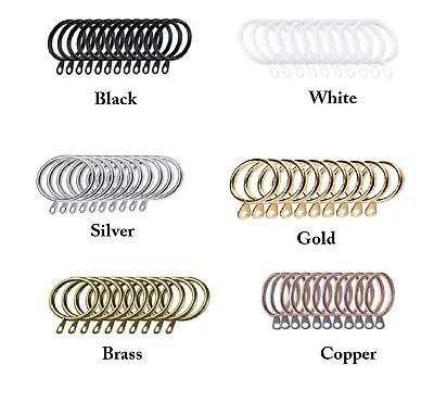 Metal Curtain Rings Hanging Hooks For Curtains Rods Pole Voile Heavy Duty Rings • £3.40