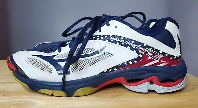 Mizuno Women Sz 7.5 Wave Lightning Z3 430228 OUOU Volleyball Shoes Red Wht Blue • $25