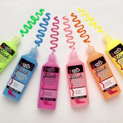 TULIP Fabric Paints SLICK GLOW GLITTER MATTE SPARKLES 1.25oz Bottles • £4.95