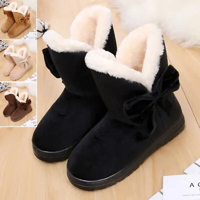 £15.99 • Buy Ladies Memory Foam Slippers Winter Fur Comfort Slip On Warm Bow Bootie Size