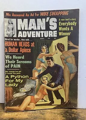 Man’s Adventure Magazine March 1963 Great Cover Pulp Magazine 1960s Americana • $35