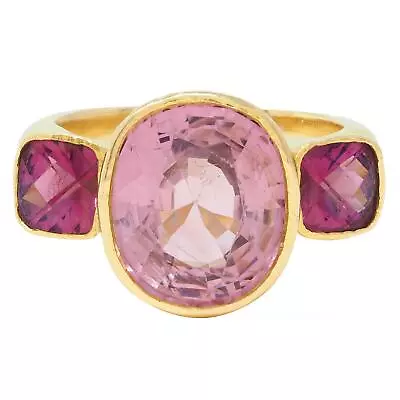 Elizabeth Locke Spinel Rhodolite Garnet 19 Karat Hammered Gold Gemstone Ring • $5300