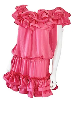 LANVIN X H&M Women’s Pink Mini Ruffle Dress Size 4 Excellent Condition • $129