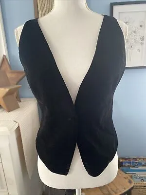 $21 • Buy Zara Black Velvet Shirt Tank Deep V Neck Vest Open Back Thin Straps Small S NWT