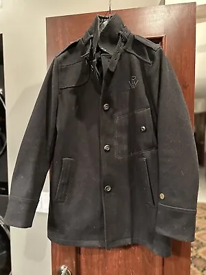 G-Star Raw Denim Decoy Wool Garber Trench Men Pea Coat Wool Black Medium • $19.99