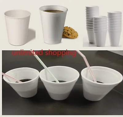 £5.99 • Buy 100-500 Disposable Foam Cups Polystyrene Coffee Tea Cups For Hot & Soft Drinks 
