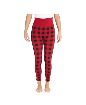 MUK LUKS Fleece Lined Leggings Women's Multiple Sizes RED Plaid Cozy BRAND NEW!! • $10.49