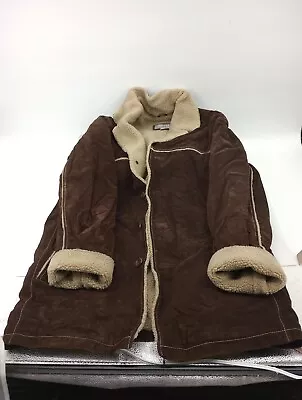 Vintage Wilsons Leather Coat Mens L Brown Suede  Sherpa Lined M. Julian • $85