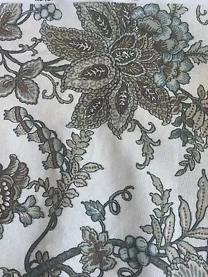 Drapery Fabric Magnolia Constantine Floral 2yds X54  Beige Teal Brown Tan Vine • $19