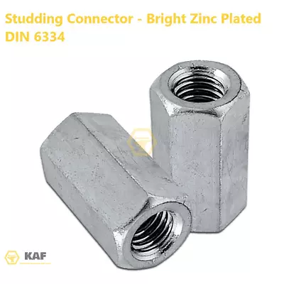 £1.20 • Buy M6 M8 M10 M12 M14 M16 Long Nuts Rod Bar Connector Stud Bzp Din 6334 Kaf