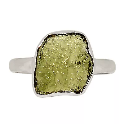 Natural Genuine Czech Moldavite 925 Sterling Silver Ring Jewelry S.9 ALLR-25631 • $33.99