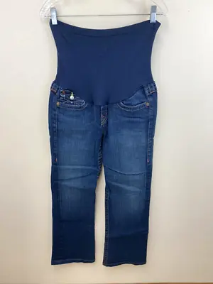 A Pea In The Pod X True Religion 31 Maternity Denim Blue Jeans Flap Pockets • $24.99