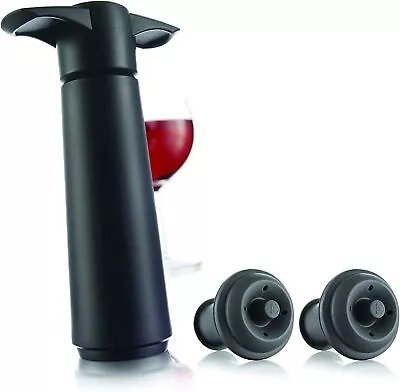Vacu Vin Wine Saver Gift Set - Black  1 X Vacuum Pump  2 X Vacuum Wine Stopper • £19.82