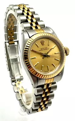 $1575 • Buy REPAIR 1987 Papers Rolex Gold Steel Oyster Perpetual Watch Jubilee Silver 67193