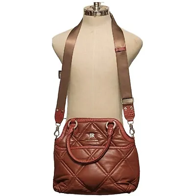 Judith Ripka Quilted Croc Leather Double Handle Burgundy Handbag Crossbody Strap • $79.99