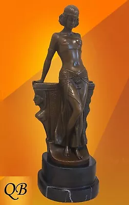 Bronze Figurine Art Deco Sculpture Statue Egyptian Sphynx Lady Hot Cast Figure • £82