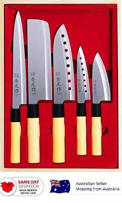 Japanese Sumikama Hidemoto Kitchen Chef's Knife 5pcs Set Sashimi Santoku Petty • $65.99