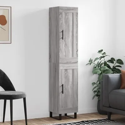 Tall Kitchen Larder Slim Grey Pantry Cabinet Cupboard Storage Unit Shelves Wood • £123.99