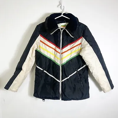 Vintage John Deere Jacket Ski Puffer Coat Rainbow Adult Small Made In USA • $340.67