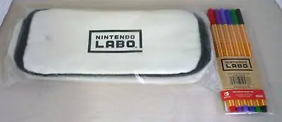 Official Nintendo Labo Pencil Case Bag & 6 Colour Pen Set - White - New • $26.24