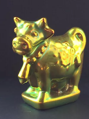 Zsolnay Pecs - Hungarian - Eosin Lustre Glaze Stylised Whimsical  Cow With Bell • £45