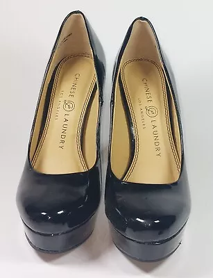 Chinese Laundry Wow Patent Black Platform Pump 5 Inch Heel Size 5 1/2M • $19.99