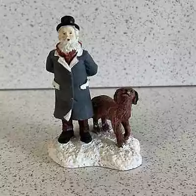 Mervyn's Village Square Man Walking With Dog 1991 Figurine Holiday Christmas • $20