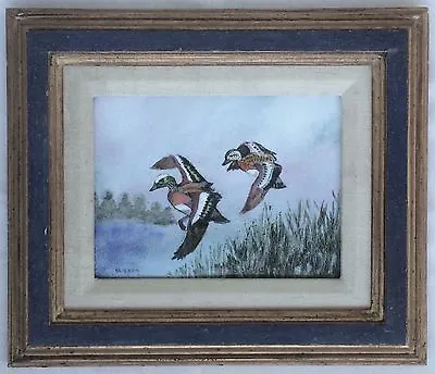 Original Enamel On Copper Signed Max Karp Painting  Green Wing Teal  Plate 6 X8  • $10000