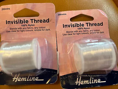 X2 Invisible Thread - 100% Nylon - Fabric Blending - 200m - Clear | Smoke Colour • £5.99