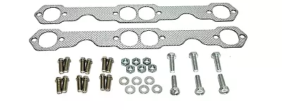 Exhaust Manifold Header Gaskets + Bolts Kit Fits  5.0 5.4 5.7 305 350 V8 Engines • $18.65