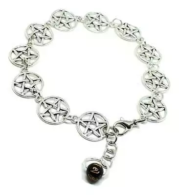 Pentacle Pagan Wiccan Charm Bracelet Chain Obsidian Prayer Bead Bracelet Anklet • £12.49