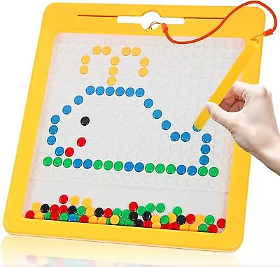 Large Magnetic Doodle Drawing Board Dot Kids Montessori Preschool Toys Aged 3-6+ • £15.90