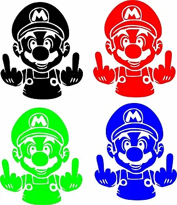 Super Mario Middle Finger Cartoon Video Game Vinyl Decal Sticker Car Window • $3.45