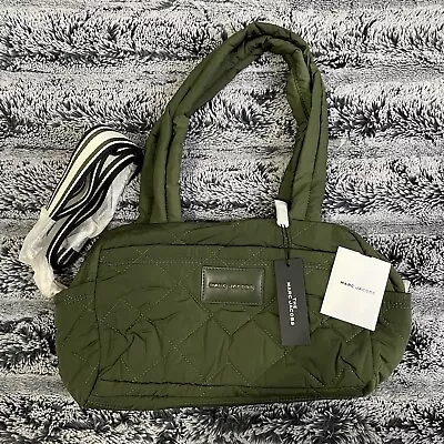 Marc Jacobs The Small Weekender Dark Green Quilted Nylon Travel Duffel Bag NWT • $119