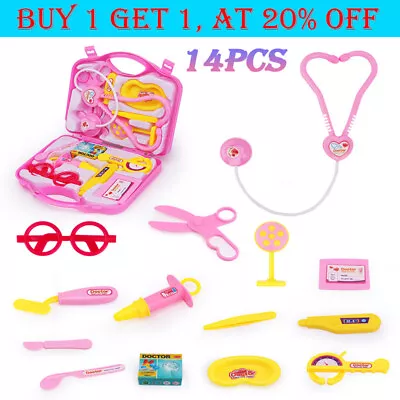 14PCS Kids Doctor Nurse Toy Medical Set Role Play Kit Hard Carry Case For 3+ New • £10.99