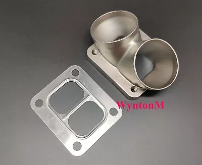 T4 Divided Turbo Inlet FLANGE Twin 2.5  TAPPED 304 Stainless Steel + GSK • $53