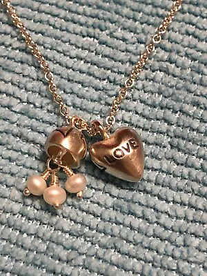 Me & Ro Necklace Love Heart Buddhist Pendant Pearl 925 Sterling Silver W/ship • $115