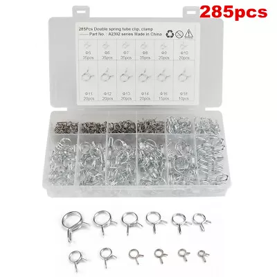 $25.10 • Buy 285PCS 5-18mm Spring Clip Vacuum Fuel Oil Hose Double Line Air Tube Band Clamp
