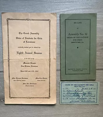 Masonic Order Of The Rainbow For Girls By-Laws 1934 Grand Assembly Program • $5.45