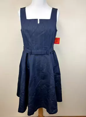 NWT Isaac Mizrahi For Target 12 Navy Blue Taffeta Stripe Party Dress • $26.99