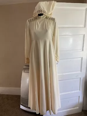 Vintage Bianchi Ivory Wedding Dress With Head Piece Small 0 2 4 ? • $57.60