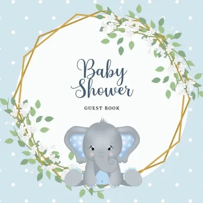 New For Baby Shower Guest Book Blue Elephant Guest Register Book For Baby Boy • £12.20